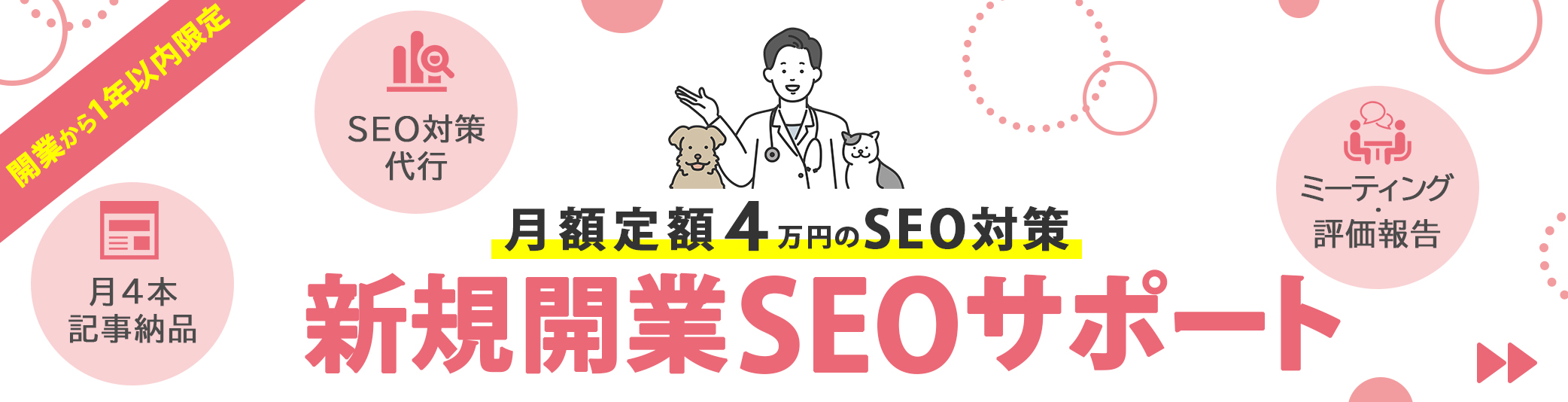 月額定額4万円のSEO対策
新規開業SEOサポート